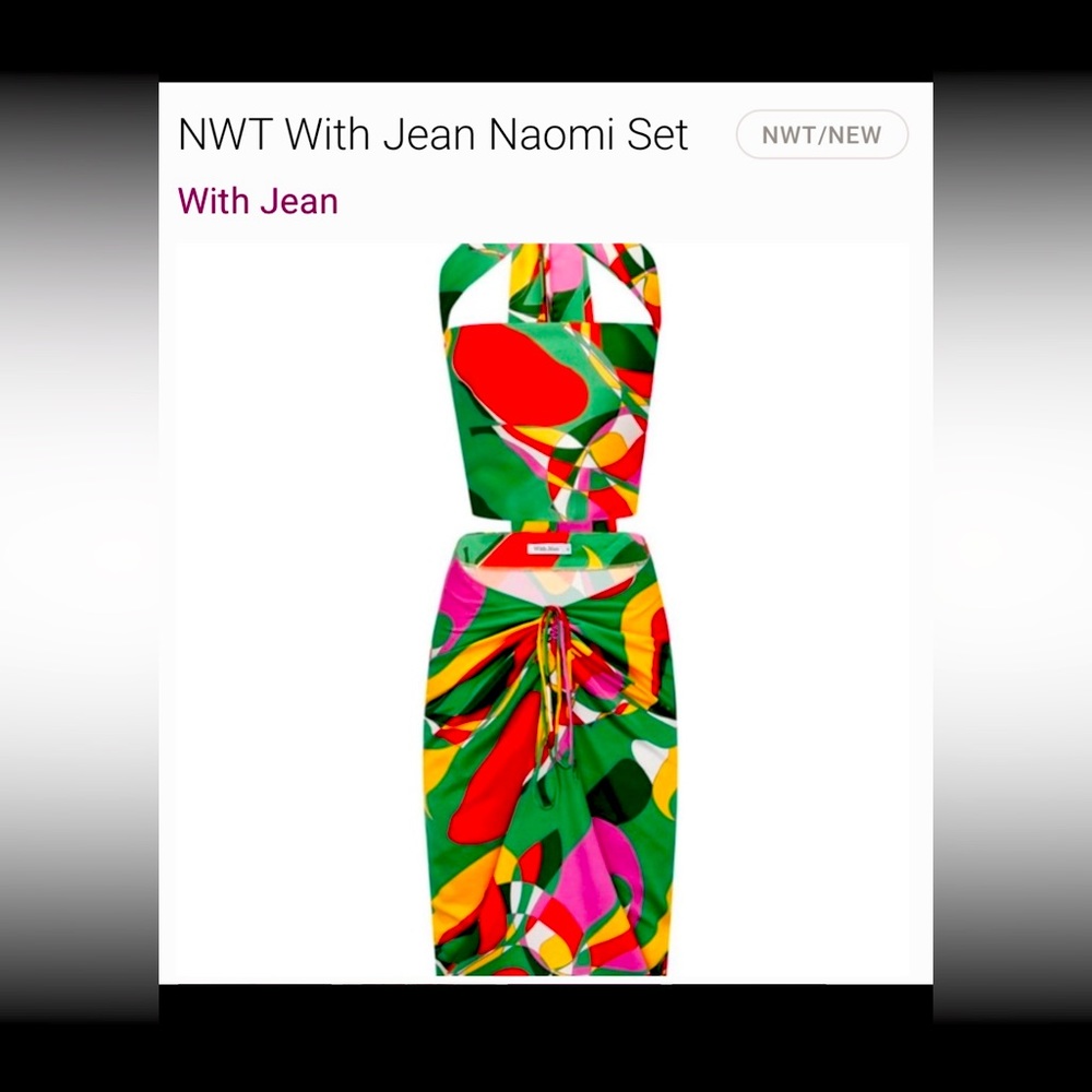 NWT With Je’an Mid-length Multi Color Skirt set .